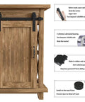 Wooden TV stand with 2.5FT Super Mini Sliding Barn Door Cabinet Hardware Kit for Single Door, carbon steel J shape hanger, frosted black finish.