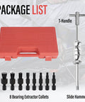 Motorcycle Blind Inner Bearing Puller Tool Kit with 8-32mm collets, slide hammer, T-handle, and carrying case, 9 pcs extractor kit