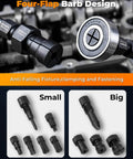 12pcs Motorcycle Blind Hole Collet Bearing Puller Set, showing four-flap barb design, anti-falling fixture, clamping, and fastening features.