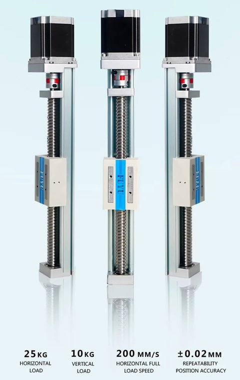 Motorized Ball Screw Linear Guide Module for CNC Linear Stage with Nema 23 Stepper Motor 300mm Stroke front view