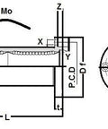 Technical diagram of NB SMSF12GWUU 12mm Slide Bush Linear Motion Miniature Bushing Bearing showing dimensions and mounting holes.