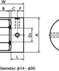 Technical drawing of NBK Japan MJC-20-ERD 6.35mm to 9.525mm Jaw-type Flexible Coupling with dimensions and specifications.