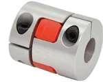 Close-up of NBK Japan MJC-80CSK-ERD 3/4" inch to 7/8" inch Jaw-type Flexible Coupling with red accents.