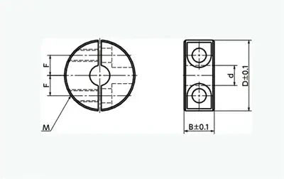 NSCSS-15-12-C NBK Set Collar Split type - Steel Ferrosoferric Oxide Film One Collar technical drawing with dimensions.