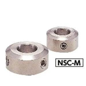 NSC-6-6-M NBK Set Collar - Set Screw Type. Japan Made, front view showing two metal collars with set screw holes.