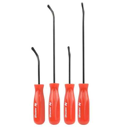 O Ring Pick Set, 4 Piece Auto Seal Puller And Hook Tool Kit For O Rings, steel hooks with red handles for easy seal removal