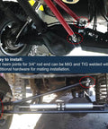 Installed 3/4 inch Heim joint rod end kit with chromoly panhard rod ends, showing right and left hand thread adjustments.