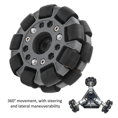Omni Wheel for Robot 100mm 360 Degree Omnidirectional Plastic Wheel, 20KG Load Capacity with Rubber Rollers and Brass Bearings