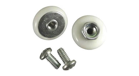 7/8 inch oval shower door roller replacement set with smooth rolling nylon wheel and hardware shown from top view
