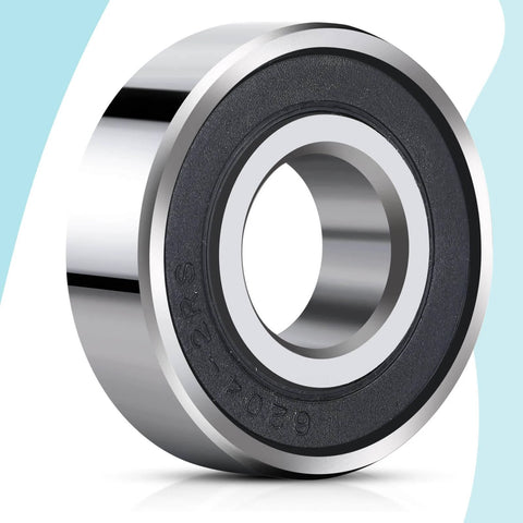 Close-up of a 20mm ID bearing from the 12 pcs pallet jack load wheels full set in red, heavy duty