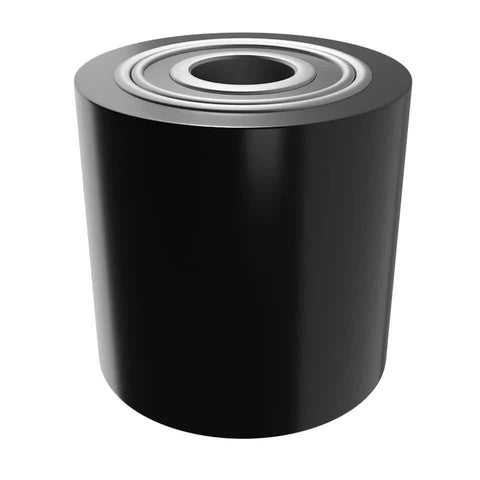 Pallet Jack Load Wheel with poly steel hub, 3 x 2.5 inch size, pre assembled with 20mm ID bearings, side view