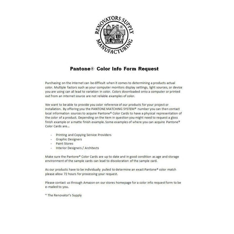 Renovator's Supply Manufacturing Pantone Color Info Form Request document.