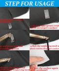 Usage steps of Powerful Pro Grade 100W Plastic Welding Kit for car bumper and plastic repairs, featuring tools and patch net application.