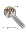 2pcs POSB6 Male Rod End Bearing with 3/8 Inch Bore and 3/8-24 Right Hand Thread, Self Lubricating Heim Joint in close-up view