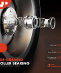 Exploded view of pre-greased roller bearing components showing inner structure for 2 Pack Front Wheel Bearing Hub Assembly for 4WD Chevy Silverado Tahoe Suburban Avalanche GMC Sierra Yukon XL and Cadillac Escalade ESV EXT, 6 Lug with ABS Sensor.