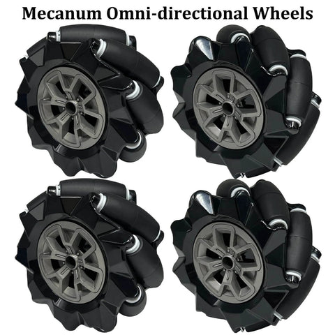 Premium 97mm Mecanum Wheel, 4WD Omnidirectional Wheels DIY Robot Parts with 4mm Metal Coupling Motor Connector Tire for AGV Smart Robot
