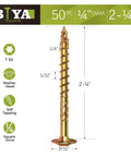1/4 x 2-1/4 Inch Structural Screws, Heavy Duty Construction Lag Screw Alternative with Torx Star Drive, washer head displayed