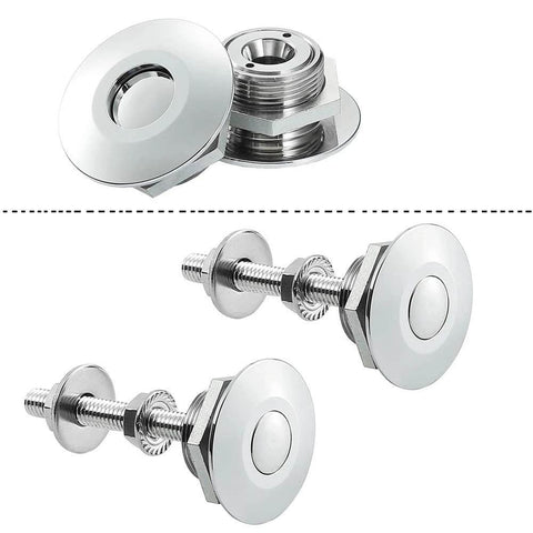 Quick release latch license plate lock clip kit, 1.25 inch aluminum alloy hood pins with button release, 2 pack silver