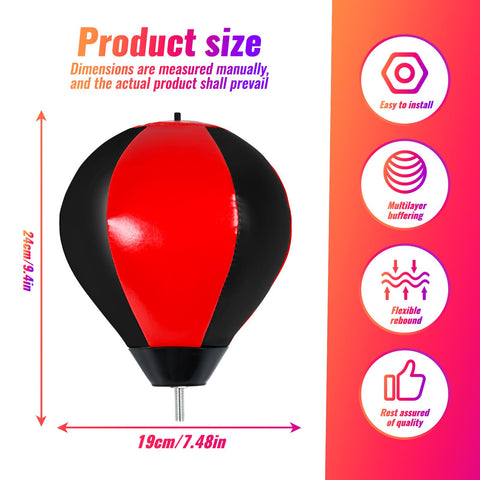 Boxing Speed Ball With 8mm Screw Mount And Replaceable Sandbag For Dynamic Training, red and black, 19 x 24 cm, product size diagram