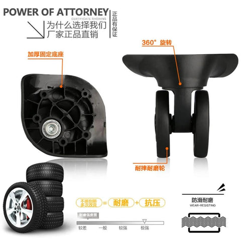 Diagram of (DL-W170#) Mute Connected Spinner Wheels for Replacement Luggage Wheels Wear Silent Draw bar Box DIY
