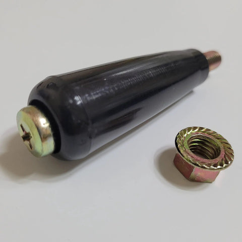 Rotating handwheel with M8 thread P1.25 black plastic, anti-loosening nut included, 3.15-inch length for table saw adjustment and machinery.