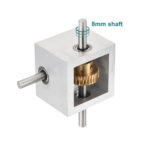 Right Angle Worm Gearbox 90 Degree 1To30 Reduction 1 Module 30 Teeth 8mm Shaft Aluminum Frame Lightweight Durable DIY Gearbox For Robotics CNC Machining Projects Prototyping 118x118x50mm