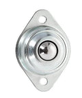 Close-up of a single 1/2 inch carbon steel flange mounted roller ball transfer bearing, part of the 16 Pcs 1/2 Inch Roller Ball Transfer Bearings Flange Mounted Carbon Steel Units for Conveyors Roller Stands Transmission and Furniture with Smooth 360 Degree Rotation 22 lb Load set.