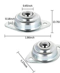 16 Pcs 1/2 Inch Roller Ball Transfer Bearings Flange Mounted Carbon Steel Units for Conveyors Roller Stands Transmission and Furniture with Smooth 360 Degree Rotation 22 lb Load, showing size dimensions