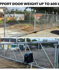 Installed Rolling Gate Hardware Kit for Chain Link Gate Sliding Gate Hardware with 6" Heavy Duty Wheels and Track System