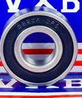 Front view of S6204-2RS Hybrid Ceramic Bearing 20x47x14mm ABEC-5, showcasing black rubber seals and stainless steel rings.