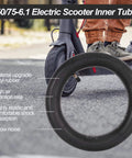 50/75-6.1 electric scooter inner tube with butyl rubber upgrade, shown next to a scooter wheel, compatible with Gotrax Gxl V2