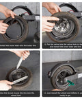 Installation steps for 8.5 Inch Scooter Inner Tubes, compatible with Gotrax Gxl V2/ M365/Pro 2/1s, showing tube insertion and tire mounting.