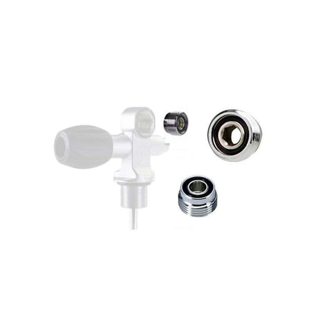Tank Valve Screw Adapter for Scuba Tanks, DIN to Yoke Insert Converter, stainless steel and brass, 8mm hex key installation view