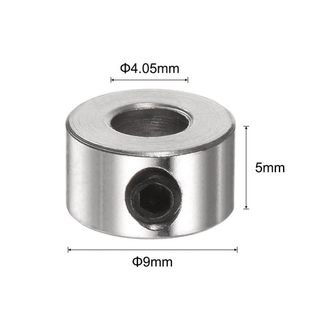 10pcs Set Screw Collars 4.05mm Bore Shaft Collars, 9mm OD, 5mm Width, Landing Gear Stopper Wheel Collar side view