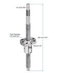 Close-up of SFU1204 Ball Screw Kit 200mm with Anti Backlash Ball Nut, machined ends, 12mm diameter, 4mm lead, bearing steel