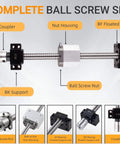 SFU1605 Ball Screw Set 1000mm with Metal Ball Nut, BK BF12 End Supports and Coupler details