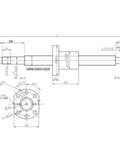 Technical drawing of a 700mm SFU1605 CNC Ball Screw Assembly with Ballnut, BK12 BF12 Supports & Coupler