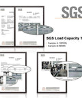 SGS load capacity test reports for 2 Wheel Trolley Assembly Rollers showing detailed analyses and results.