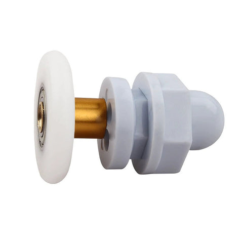 Close-up of 4PCS 25mm shower door rollers replacement with copper rod pulley, nylon runners and stainless steel hardware