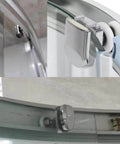 Shower door rollers RV replacement set with 10 pcs zinc alloy wheels, 23mm diameter rollers installed on curved glass shower door.
