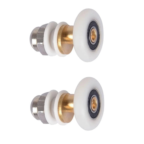 25mm Shower Door Rollers Ultra-Quiet Replacement Wheels with copper shaft, stainless steel and nylon build, side view