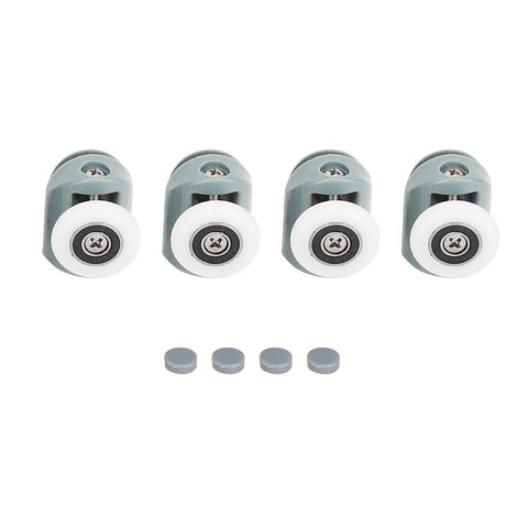 Upper Shower Door Rollers Set of 4 Single Wheel Runners for Sliding Glass Doors Designed for 5mm and 6mm Glass with Stainless Steel Nylon Construction