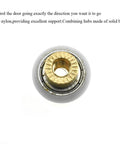 Close-up of 25mm diameter shower door wheel with smooth rolling nylon runner, solid brass hub and stainless steel screws
