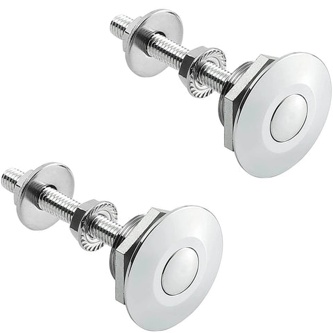Quick release latch license plate lock clip kit, 1.25 inch aluminum alloy hood pins with button release, 2 pack silver
