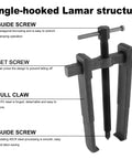 Two Jaws Bearing Puller/Remover, Adjustable Two Jaw Puller Tool, bearing puller with single-hooked Lamar structure and guide screws.
