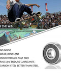 Skater performing trick with SHKI 20 Pcs 608 2RS Ball Bearings; durable, wear-resistant for smooth ride.