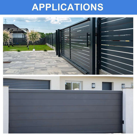 Outdoor sliding gates installed with Gate Guide Roller Kit With 4 Nylon Rollers And 2 L Shaped Brackets, 2 Inch Diameter, 60mm Length