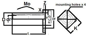Technical diagram of SMSK50W 50mm Slide Bush Bushings Motion Linear Bearing, showing dimensions and mounting details for automation systems.