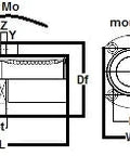 Technical diagram of ✝️ SMSTC16GUU NB 16mm Slide Bush Bushings Miniature Motion Linear Bearing showing dimensions and mounting holes.