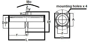 Technical diagram of ✝️ SMSTC16GUU NB 16mm Slide Bush Bushings Miniature Motion Linear Bearing showing dimensions and mounting holes.